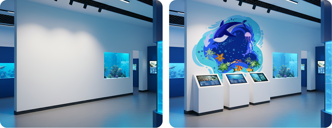 Aquarium Exhibit Wall Whale Mural Visualization